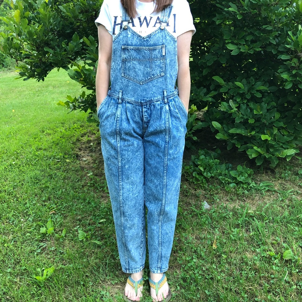 Vintage Guess Overalls 4 Acid Wash Pleated 90’s - Picture 2 of 8